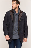 Carlsbad Calfskin Leather Blazer with Shearling Collar